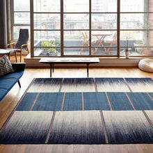 Petrol Grey Stripe Gelim – Flatweave Rug