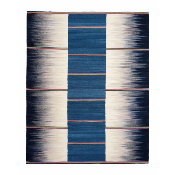 Petrol Grey Stripe Gelim – Flatweave Rug